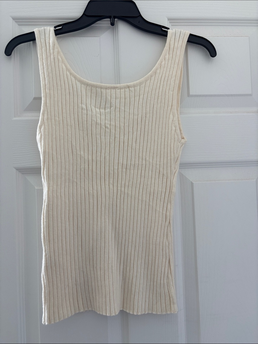 Cream Ribbed Tank Top - M - Picture 4 of 4